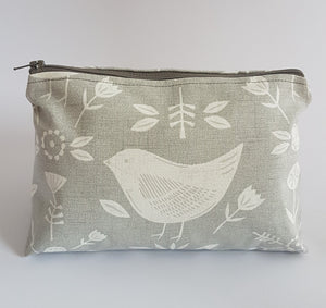 Grey Bird Make-up Bag/ Pouch