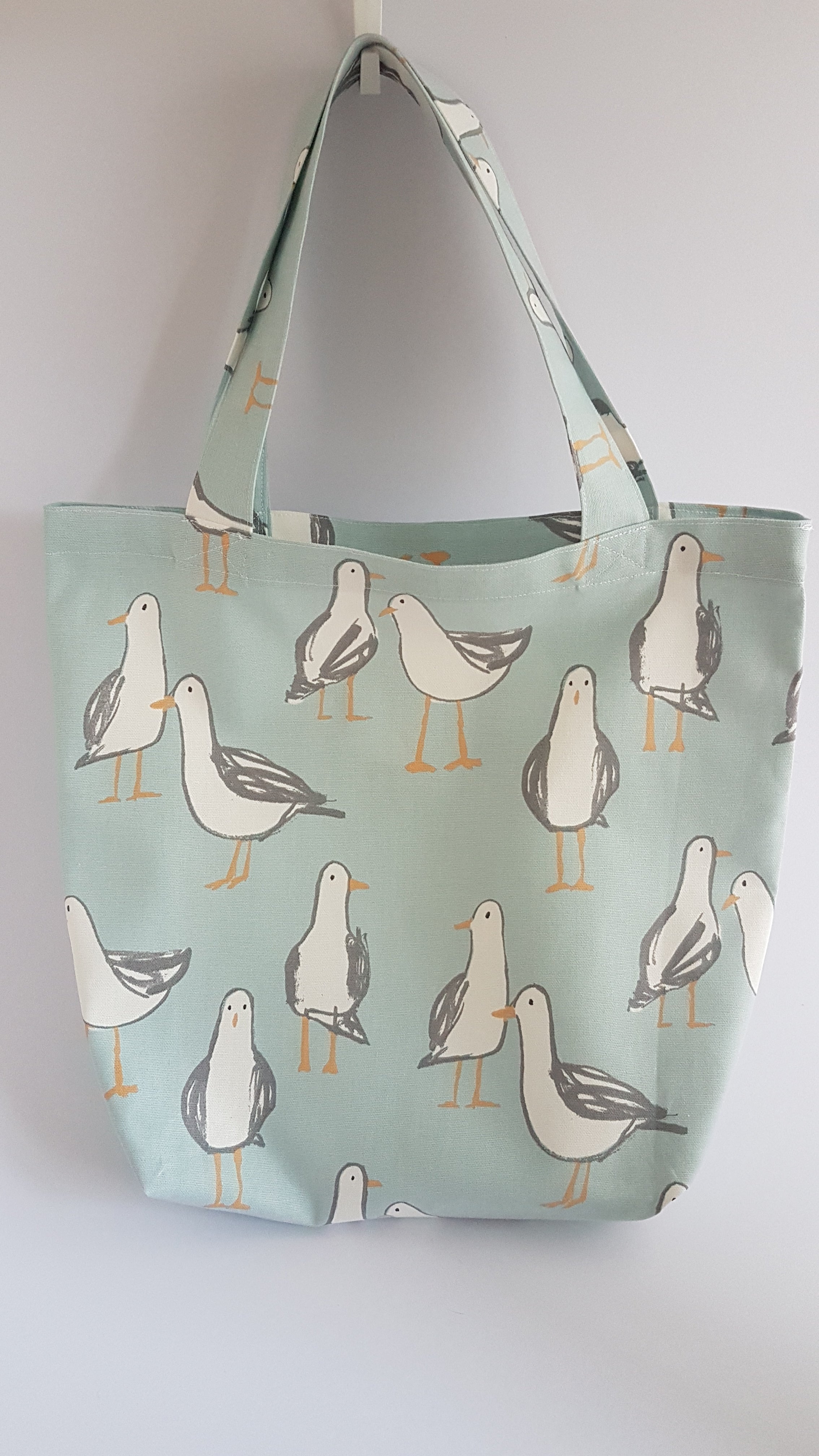 Coastal seagull cotton tote bag