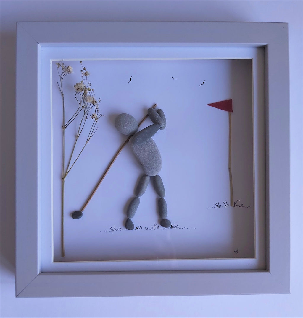 Golfer Pebble Picture - 18cms