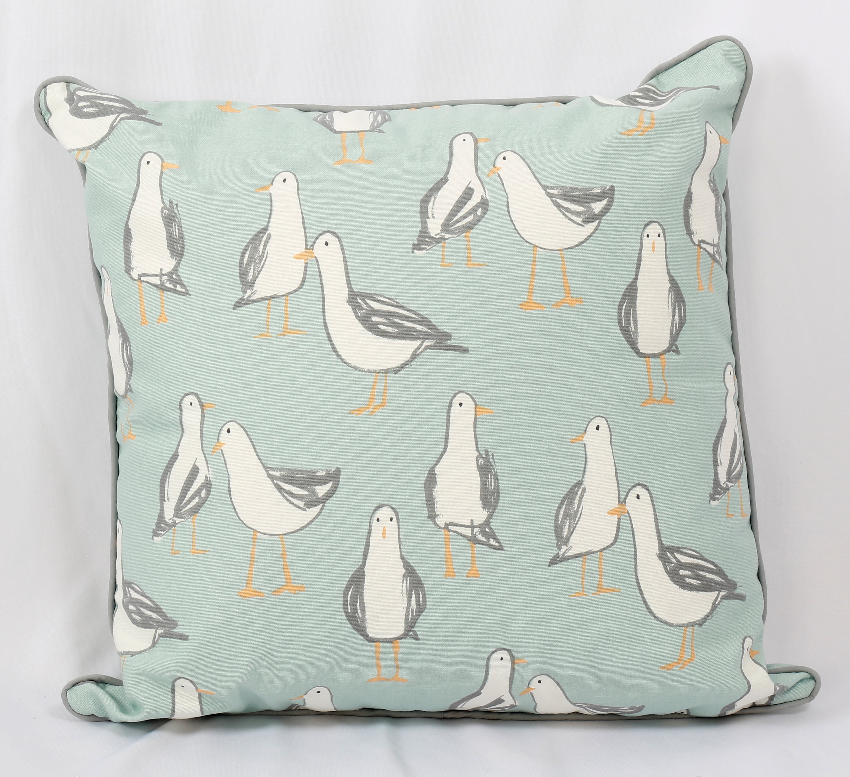 Coastal seagull duck-egg cushion