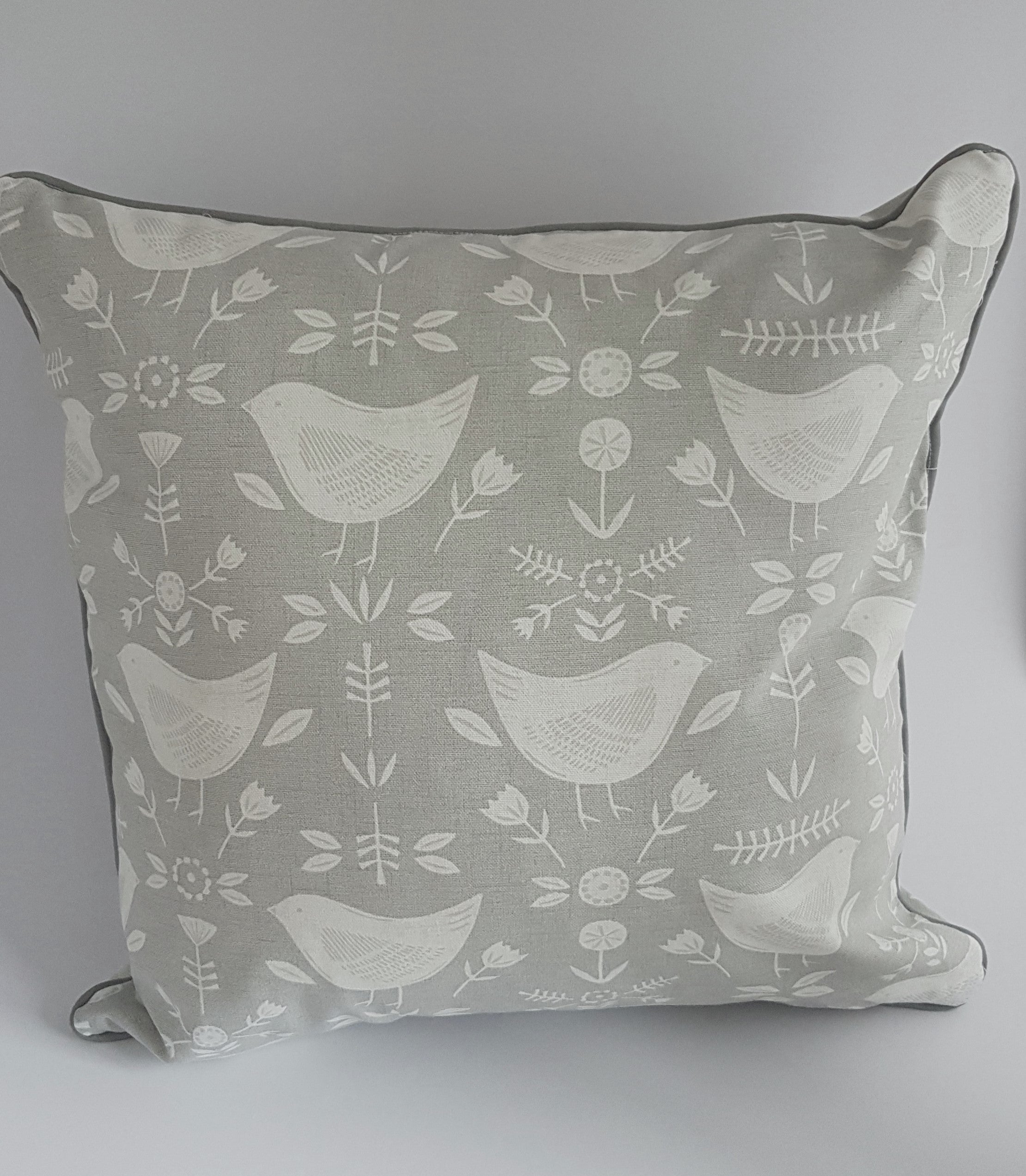 Grey bird cotton cushion